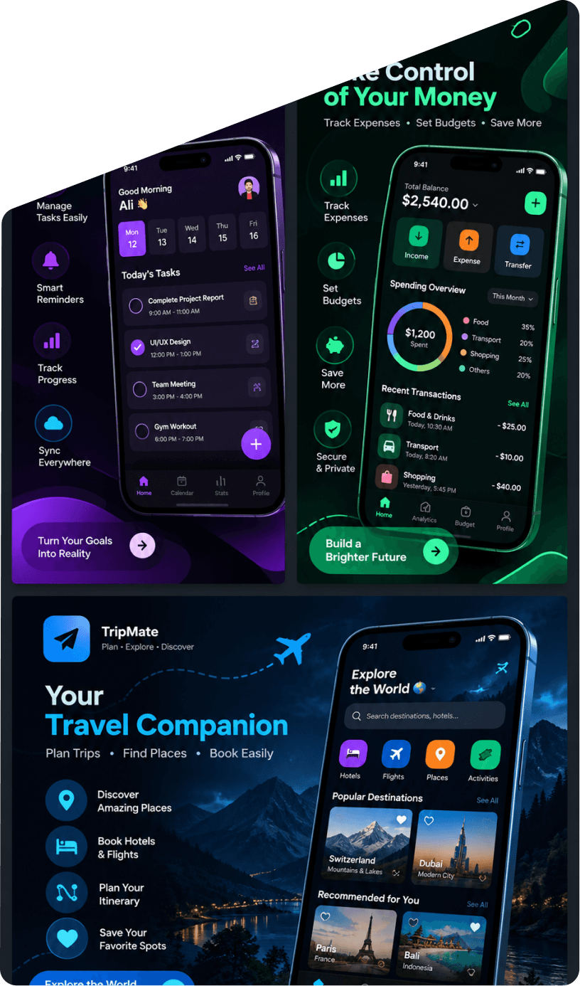 Traveling Mobile App interface preview