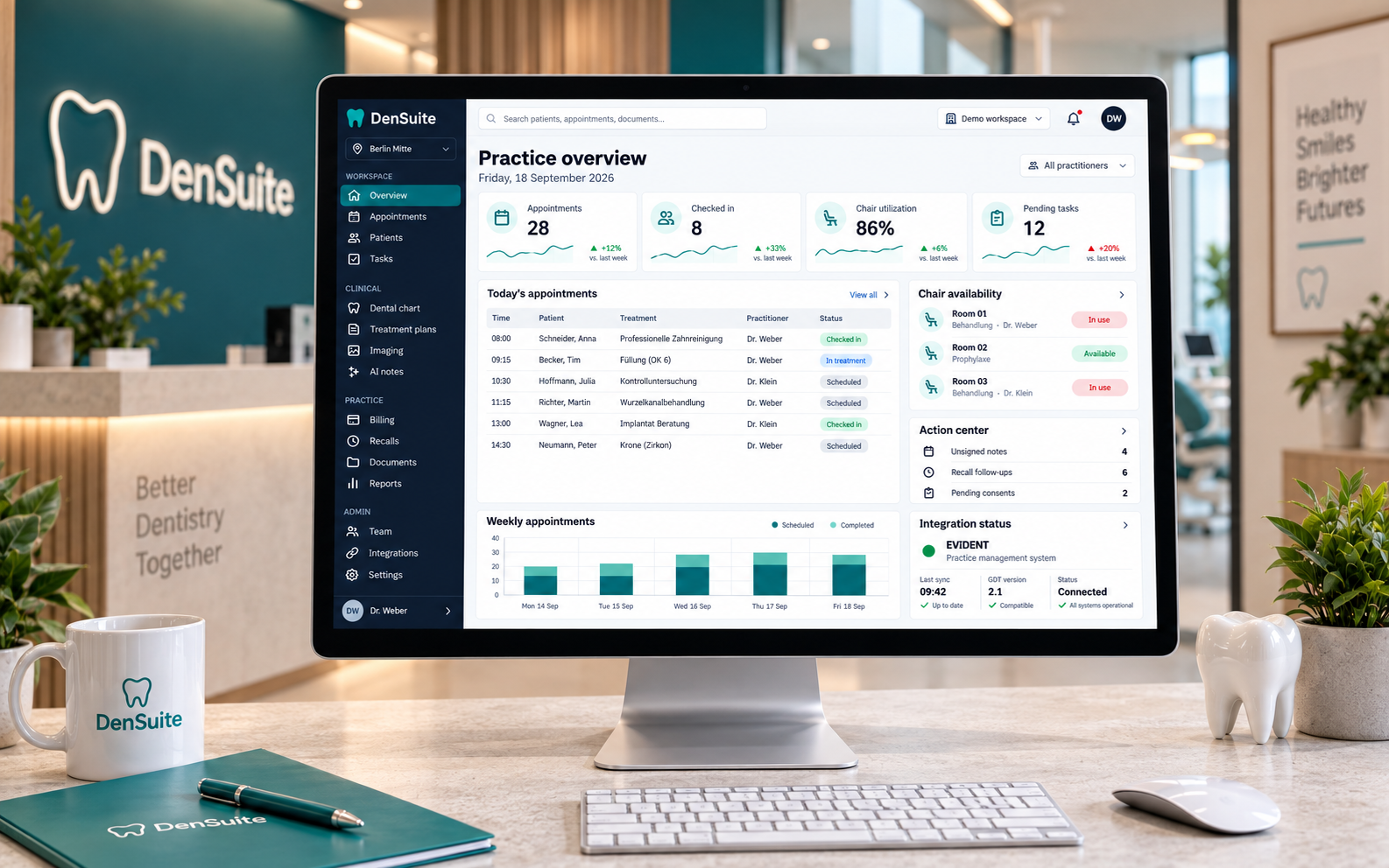 DenSuite branded scene: Practice overview