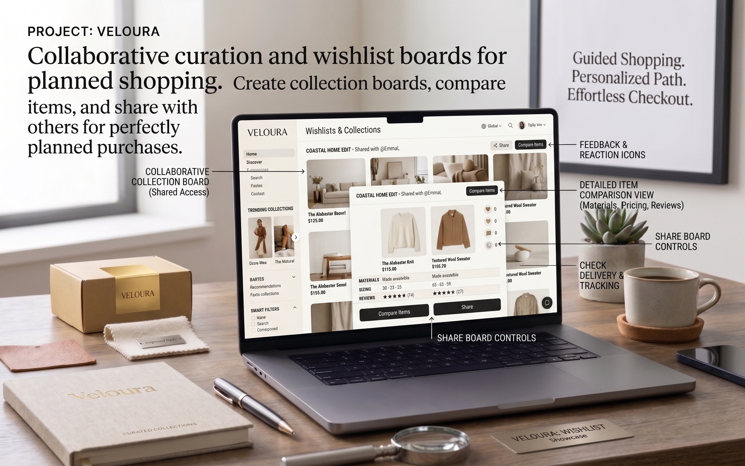 Veloura branded scene: Curated home